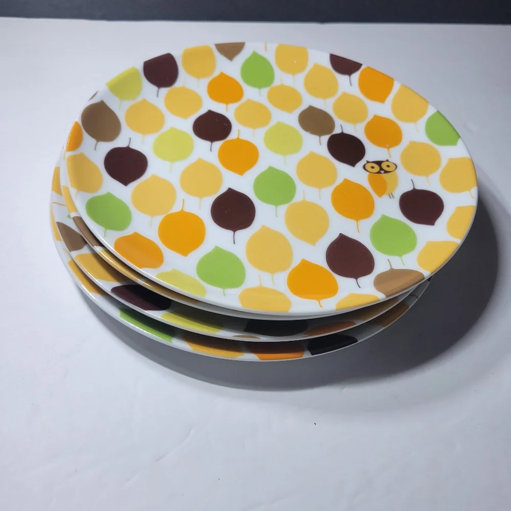 Set of 4 Little Hoot Owl Plates Rachael Ray Owl Plates, 8